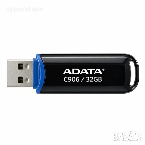 Флашка USB 32GB, ADATA C906 SS002646 AC906-32G-RBK, USB 2.0, Компактна, Капачка се закача отзад
