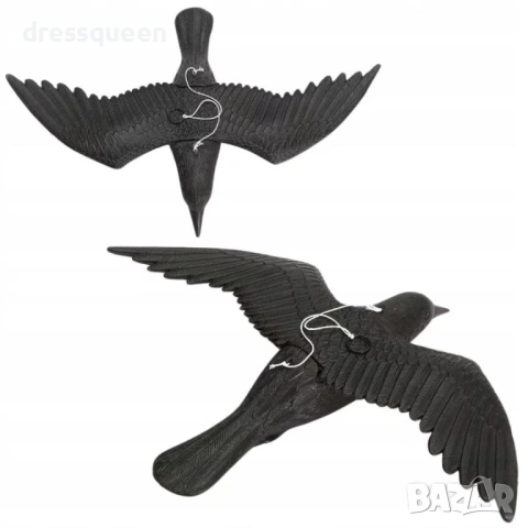 4909 Реалистичен гарван плашило за прогонване на гълъби – влагоустойчива висяща декорация, снимка 3 - Градински мебели, декорация  - 53906231