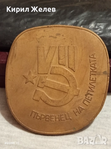 Плакет ПЪРВЕНЕЦ на ПЕТИЛЕТКА за КОЛЕКЦИЯ 22506, снимка 2 - Антикварни и старинни предмети - 52201236