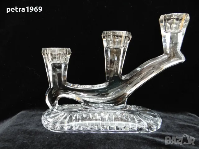 Кристален свещник за три свещи