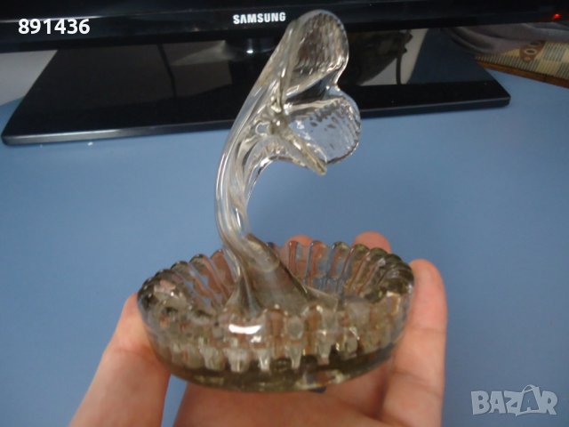 Стар български стъклен пепелник, снимка 4 - Колекции - 37976230