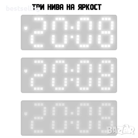 Светещ в тъмното настолен дигитален часовник електронен с термометър, снимка 2 - Други - 42821896