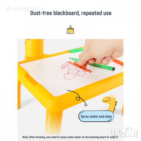 3290 Детска масичка с проектор на картинки с идеи за рисуване и флумастери, снимка 11 - Рисуване и оцветяване - 37550278