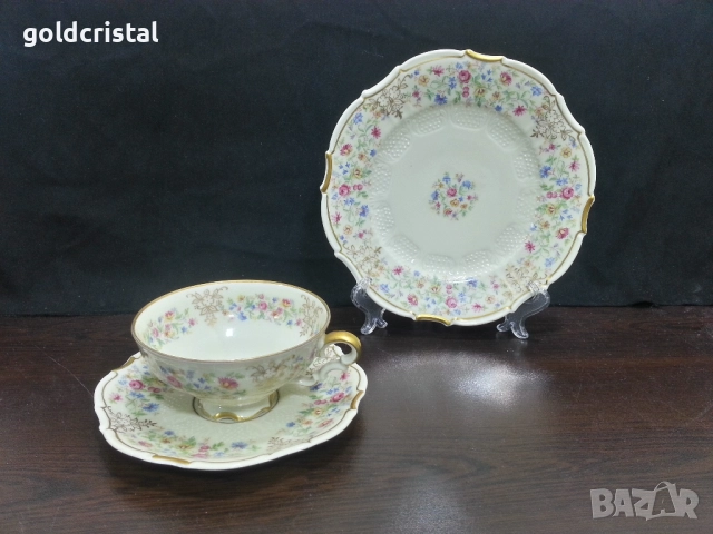 Стар немски порцелан троен сет за кафе чай 