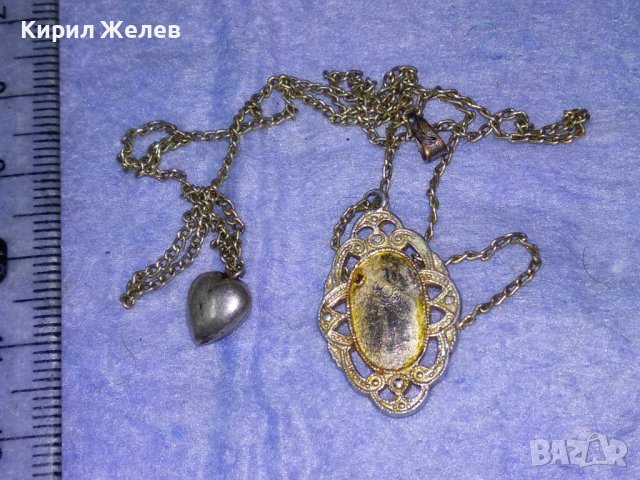 СТАРО ПОСРЕБРЕНО АР НУВО МЕДАЛЬОНЧЕ със СЪРЧИЦЕ и ВЕРИЖКА 37710