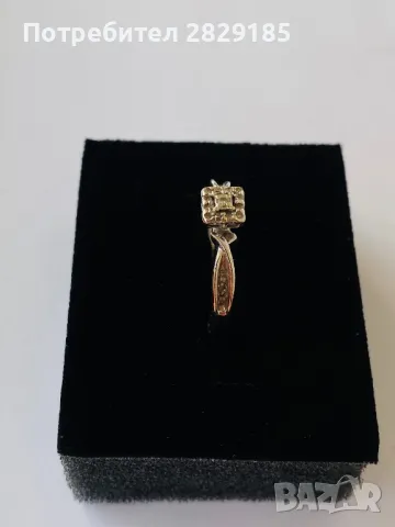 Дамски пръстен бяло злато 9 кр с диаманти, снимка 5 - Пръстени - 49607774