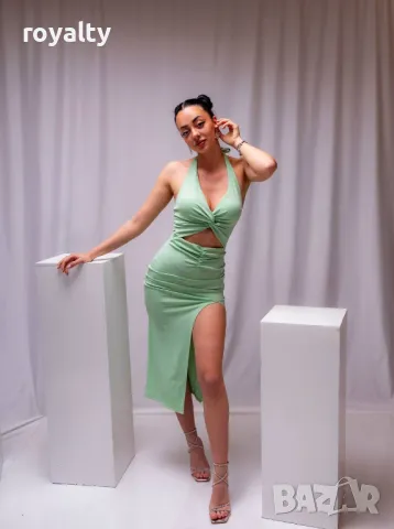 Стилна зелена дамска рокля , снимка 4 - Рокли - 50047750