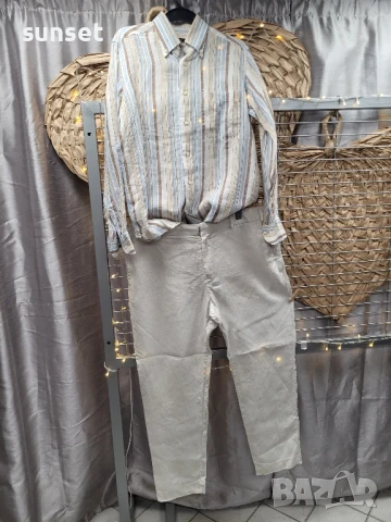 ЛЕНЕН бежов панталон H&M- 58 размер, снимка 1