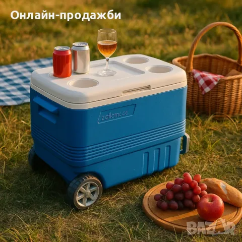 Хладилна кутия Atlantic 45L, пасивна, с табла/с колела, снимка 1