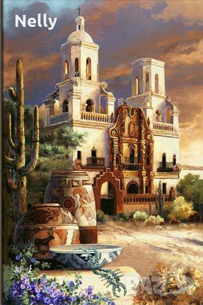 Диамантен 5D гоблен Катедрала и кактус 20/30