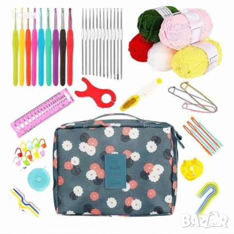 Комплект аксесоари за плетене, 58 части, алуминиеви куки – Пълен сет за начинаещи и напреднали, снимка 13 - Други - 54140137