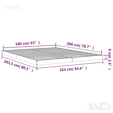 vidaXL Рамка за легло, бор масив, 160х200 см, снимка 8 - Спални и легла - 56147945