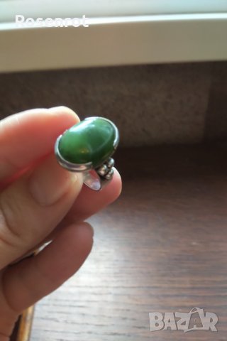 Авторски сребърен пръстен с натурален апатит  