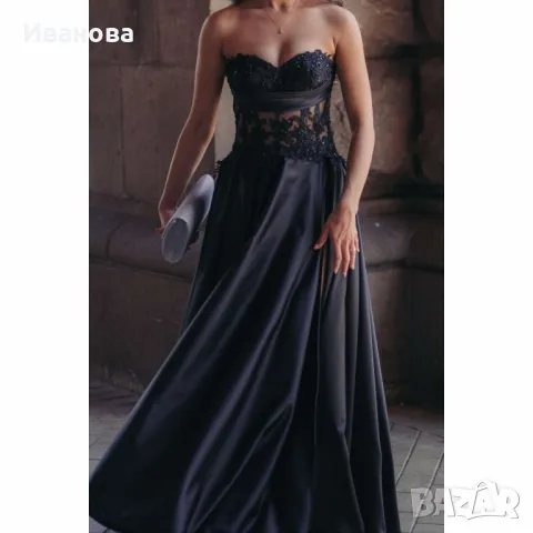 Черна абитуриентска рокля. Корсет. Бюстие. Бална , снимка 3 - Рокли - 48606092