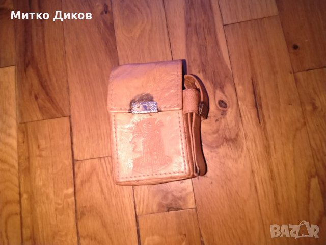 Калъвче за цигари и запалка естествена кожа Египет 95х60х30мм