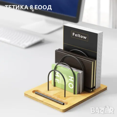 Дървен органайзер за папки, книги, документи, сортер, 5 секции, снимка 2 - Органайзери за бюро - 49183410