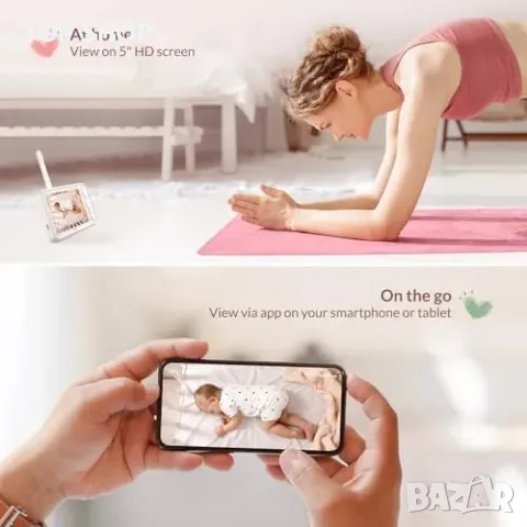 Нов Видео бебефон с VOX режим, 4 в 1 държач и Cry Detection HD екран, снимка 4 - Бебефони - 49956884