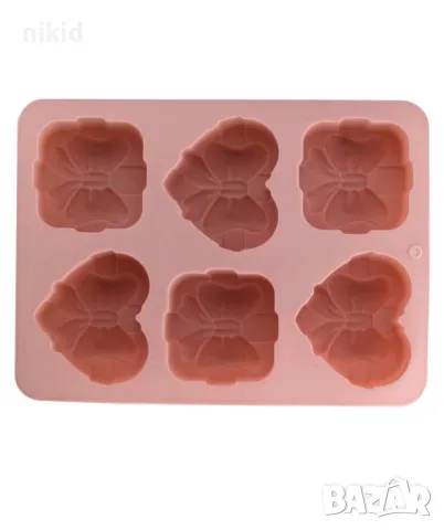 6 сърце сърца квадрат кутия с пандела силиконов молд форма фондан шоколад гипс сапун кексче десерт, снимка 3 - Форми - 48723665