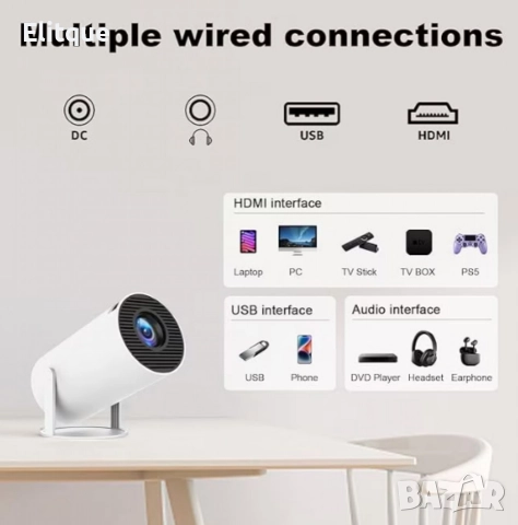 Преносим мини проектор,Android 11,HDMI връзка,USB,AV, Audio jack3.5mm,ротация на 180 градуса, снимка 9 - Плейъри, домашно кино, прожектори - 52843118