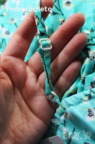 Нова рокля с етикет в тюркоазено с флорални мотиви, снимка 6 - Рокли - 54127439