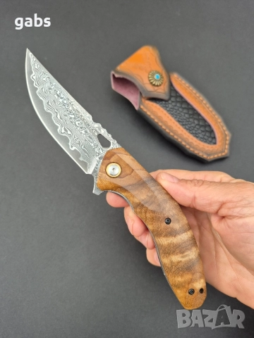 Сгъваем джобен нож,дамаска стомана,съчмен лагер,Flipper Outdoor Tool, снимка 10 - Ножове - 49492670