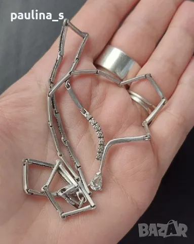 Два броя / Сребърно колие с камъни / проба 925 Italy , снимка 17 - Колиета, медальони, синджири - 49312478