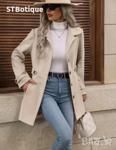 🌸 Дамско бежово палто – Елегантност и стил от STBoutique! 🌸, снимка 5 - Палта, манта - 52048027