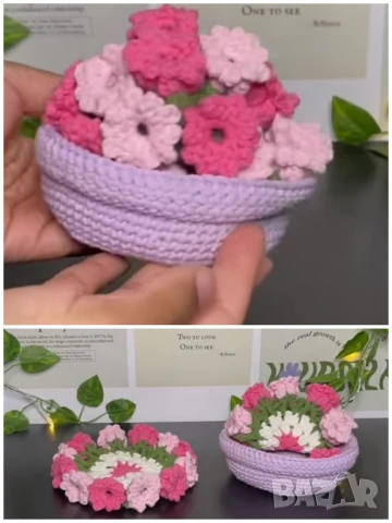 Плетено цвете в саксия  , снимка 6 - Декорация за дома - 51173490
