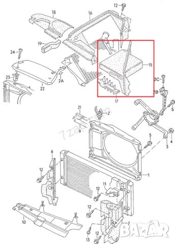 VW Golf MK2 Jetta Капак над интеркулер / акумолатор - 191 121 329A, снимка 4 - Части - 48712919