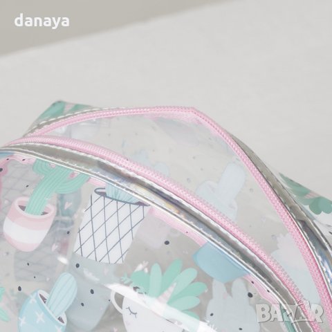 2510 Прозрачна козметична чантичка с принт на кактуси, снимка 3 - Портфейли, портмонета - 35466219