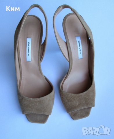 Обувки на висок ток Carven телесен велур н.38, снимка 8 - Дамски обувки на ток - 29562495