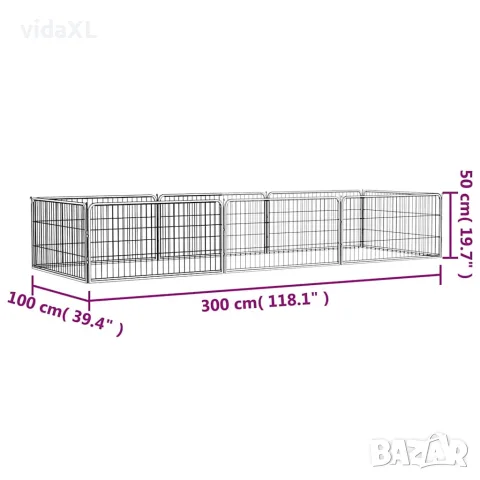 vidaXL Заграждение за куче черно 8 панела 100x50 см прахово боядисано, снимка 6 - За кучета - 56146630