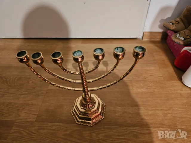 Голям бронзов  свещник за ханука  МЕНОРА 28 х 26см. - еврейски свещник - внос от Израел, Йерусалим