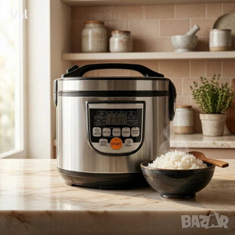 Оризоварка Cheffinger CF-RC5.0, 5L, 900W – XXL капацитет, таймер, инокс капак, снимка 3 - Други - 53973906