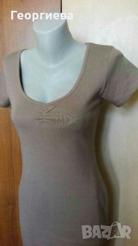 Светло бежова рокля от плътно трико👗🍀XS,S👗🍀арт.810, снимка 6 - Рокли - 30296289