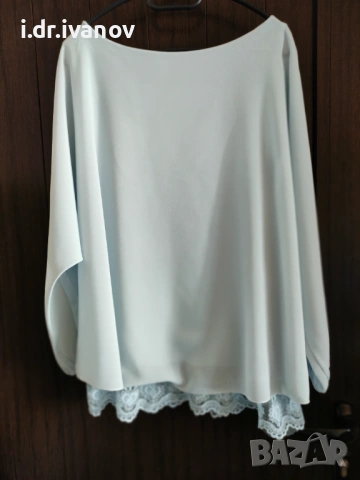 Светло синя шифонена блуза със дантела отдолу , снимка 2 - Тениски - 54095654