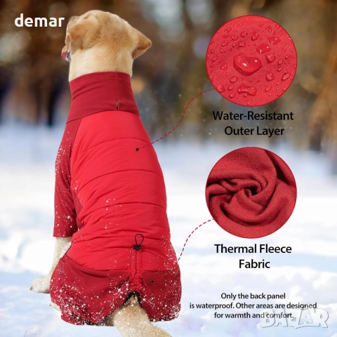 HEYWEAN Поларено палто за кучета с крачоли, гащеризон за цялото тяло, М, червено, снимка 4 - За кучета - 51919446