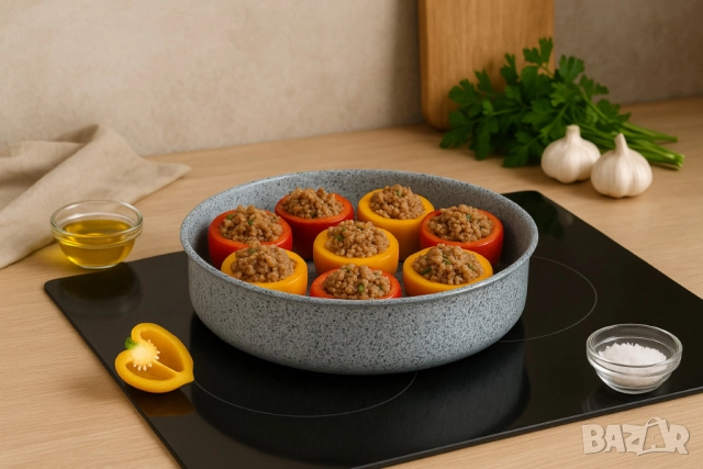 Тава Voltz Siena, Кръгла, Мраморно каменно керамично покритие, алуминий