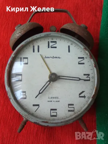 JANTAR MADE in USSR Стар РУСКИ БУДИЛНИК МЕХАНИЧЕН НАСТОЛЕН ЧАСОВНИК ЯНТАР СССР 43673, снимка 16 - Антикварни и старинни предмети - 44463943