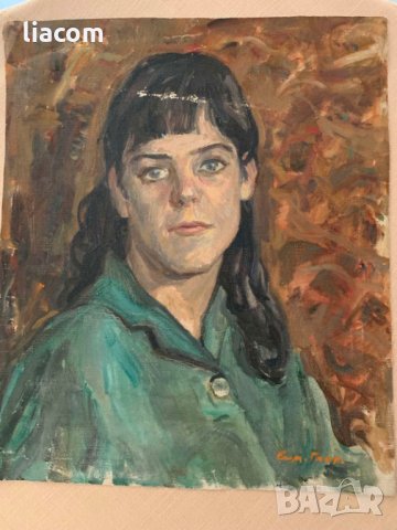 СИМЕОН ГЛОГИНКОВ (1919 - 1997) масло/платно портрет, снимка 3 - Картини - 33839932