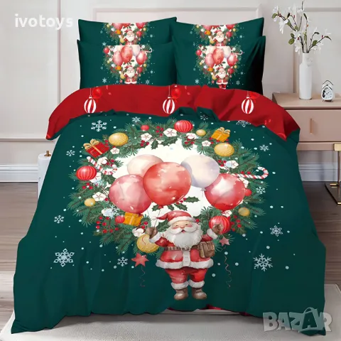 Двулицев коледен спален комплект (Реално изображение), 6 части - Модел WS17118