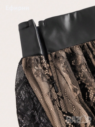 пола дантела, Миди пола, Черна дантелена пола, Елегантна пола, снимка 4 - Поли - 52213672