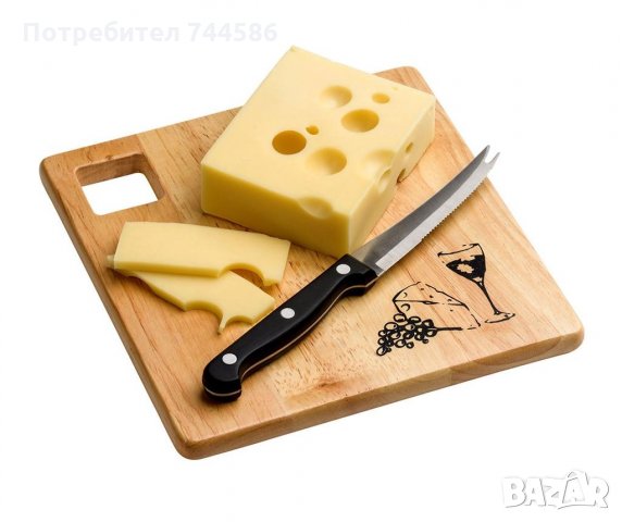 Комплект дъска за рязане и нож за сирена, снимка 1 - Прибори за хранене, готвене и сервиране - 30553895
