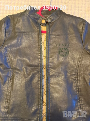 Тъмнозелено кожено яке Gucci, снимка 10 - Якета - 53240506