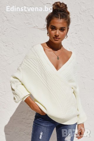 Дамски пуловер в бяло, снимка 14 - Блузи с дълъг ръкав и пуловери - 42781565