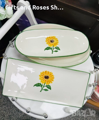 Весели и слънчеви чинийки, купи и плата със Слънчогледи - керамика, снимка 5 - Чинии - 52918282