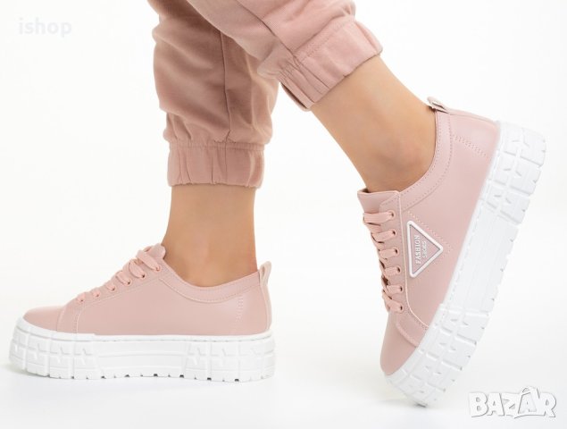 Розови Спортни Обувки На Платформа, снимка 3 - Маратонки - 42146531