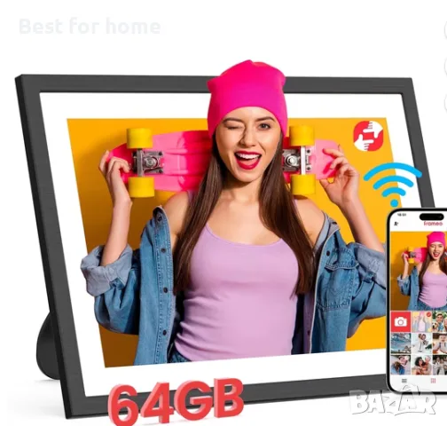 Frameo WiFi цифрова фоторамка, 10.1” електронна фоторамка с 1920x1200 FHD IPS сензорен екран 