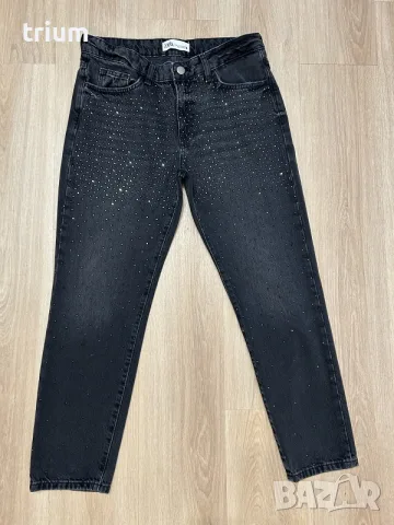 Черни дънки Zara с камъчета, размер 38