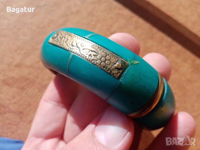 Възрожденски накит,19в,османска гривна,бронз, едра,от на баба чеиза голяма , снимка 6 - Антикварни и старинни предмети - 35469390